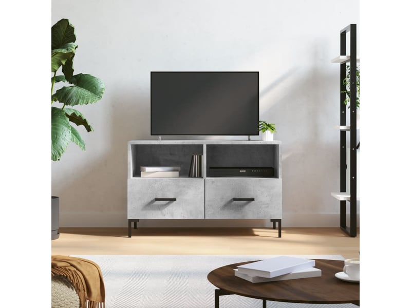  Meuble tv - banc tv - meuble de rangement gris béton 80x36x50 cm bois d'ingénierie  - Conforama B