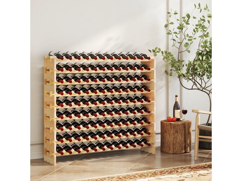 Casier à bouteilles pour 108 bouteilles, range bouteille vin avec 9 étagères, porte bouteille en bois massif pour bars, sous-sols, 119 x 29 x 108cm - Conforama D