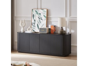 Buffet de cuisine - avec rangement - avec portes - design moderne - panneau de fibres de densité moyenne - noir - pour cuisine