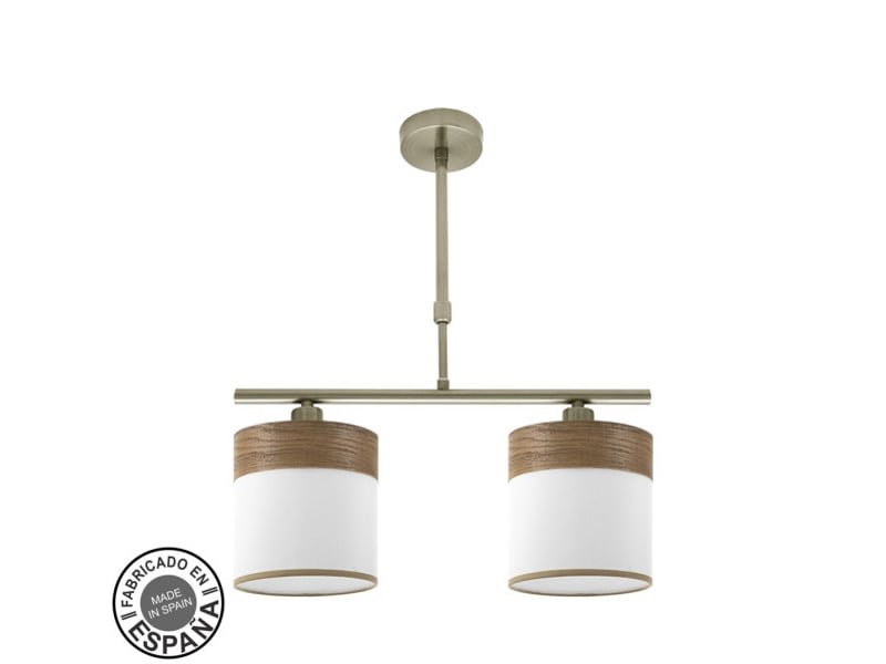  Lampe de plafond fabrilamp cloe cuirblanc-bois foncé 2 x e14 hauteur réglable 44-61 cm 43x14 cm 175452084 - Conforama A