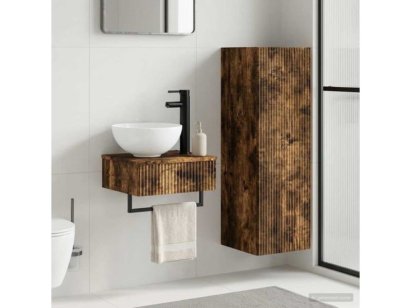  Ensemble de mobilier de salle de bain 2 pcs chêne fumé shl6339  - Conforama B