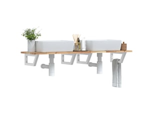 Étagère de vasque murale acier et bois massif d'acacia shl4365