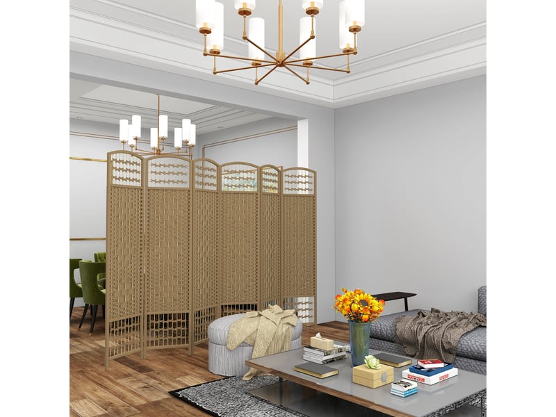  Paravent intérieur en bois séparateur de pièce cloison pliable 6 panneaux 240 x 170 cm bois naturel  - Conforama A