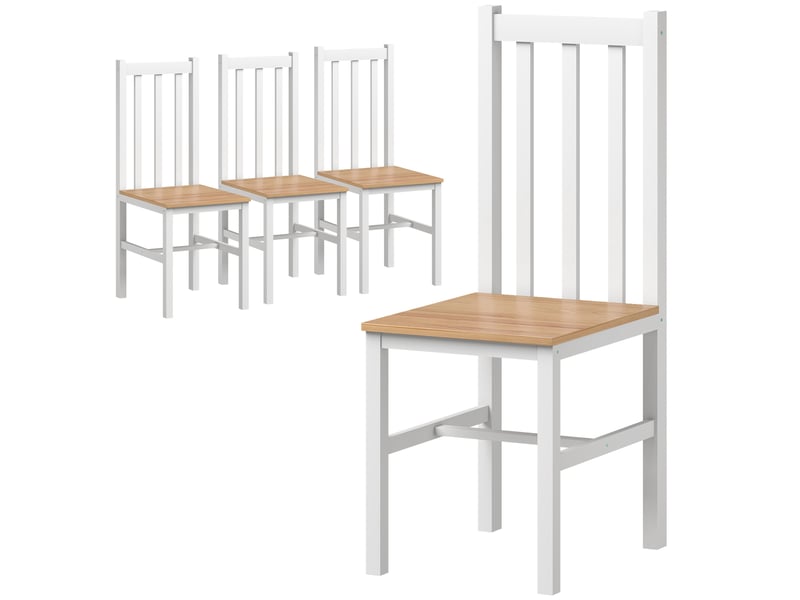  Lot de 4 chaises de salle à manger en pin massif naturel 38,5 x 47,5 x 99 cm  - Conforama B