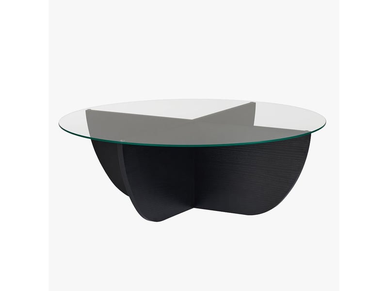  Table basse en verre piètement couleur bois noir d90 cm  - Conforama A