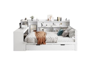 Lit gigogne 140x200 cm <strong>MERAX</strong>  <strong>lit enfant blanc</strong> coloris blanc