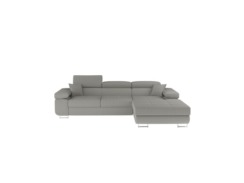 Canapé d'angle convertible amanda gris clair velours côtelé avec coffre - Conforama A