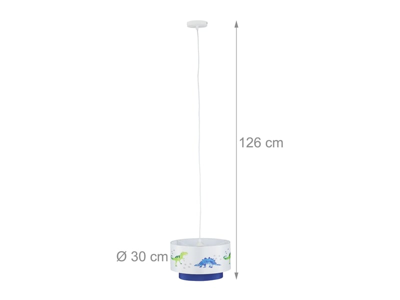  Suspension lampe enfant motifs dinosaures 30 x 30 x 30 cm ambiance cosy en tissu blanc 13_0007835  - Conforama B