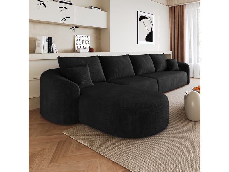 Canapé d'angle, canapé modulable, sans montage, 336 cm, noir - Conforama E
