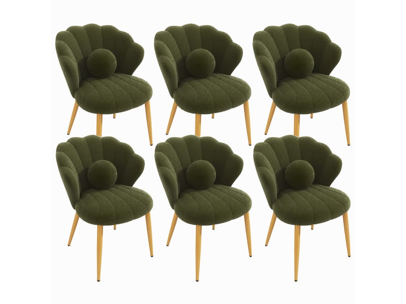  Lot de 6 chaises – rembourrées – pieds en métal doré – vert  - Conforama A