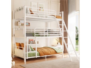 Lit superposé 90x200 cm <strong>OKMYHOME</strong>  <strong></strong> coloris blanc