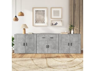 Buffets 3 pcs - bahut - meuble de rangement gris béton bois d'ingénierie