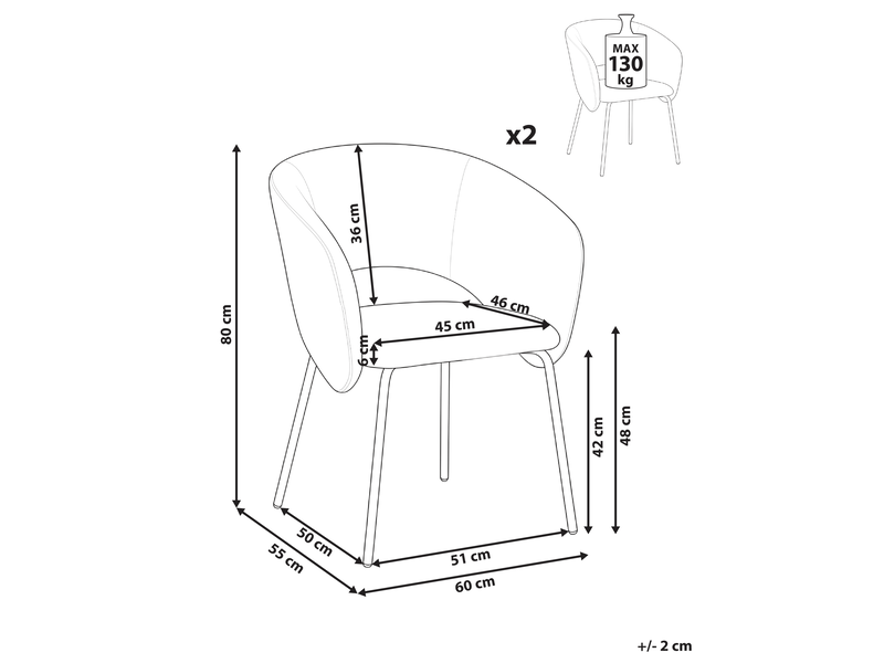 Lot de 2 chaises de salle à manger blakely tissu vert clair  - Conforama C