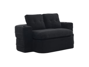 Canapé droit compressé convertible <strong>MODENVIE</strong> <strong></strong> 2 places Velours côtelé noir