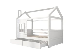Lit cabane 90x200 cm SEYAKANY coloris blanc