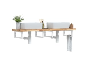 Étagère de vasque murale acier et bois massif d'acacia shl2073