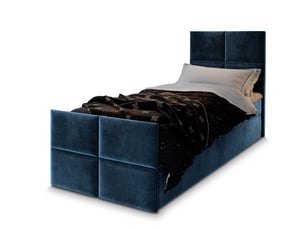Lit avec rangement 90x200 cm <strong>MASSENO</strong>  <strong></strong> coloris bleu