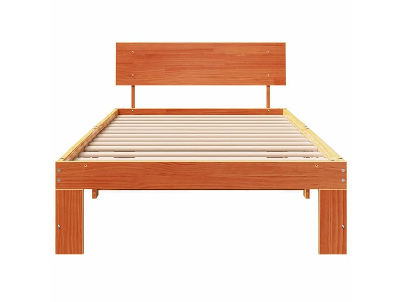 Lit simple- lit adulte -  cadre de lit avec tête de lit brun  100 x 200 cm pin massif  - Conforama D