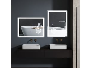 Miroir de salle de bain led avec zone grossissante 3x et anti-buée 80x3,8x60 cm