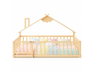 Lit cabane 140x190 cm coloris naturel