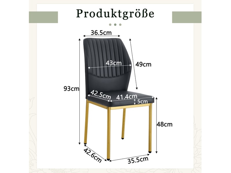  Lot de 4 chaises de salle à manger noir et doré en métal et polyuréthane  - Conforama E