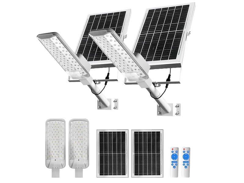  Lampadaire solaire extérieur ip65, 2 pièce – led avec télécommande, pour jardin, cour et allée  - Conforama A