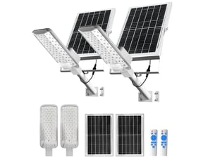 Lampadaire solaire extérieur ip65, 2 pièce – led avec télécommande, pour jardin, cour et allée