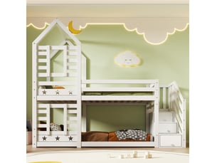 Lit superposé 90x200 cm <strong>MODENVIE</strong>  <strong></strong> coloris blanc