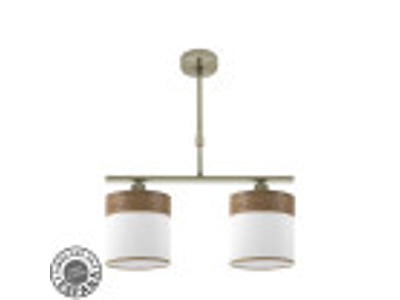  Lampe de plafond fabrilamp cloe cuirblanc-bois foncé 2 x e14 hauteur réglable 44-61 cm 43x14 cm 175452084 - Conforama B