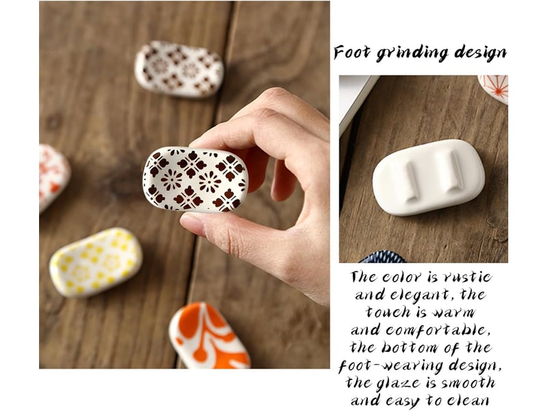 Baguettes en céramique support, porte-baguettes en céramique imprimé à la main repos cuillère fourchette style japonais porte-bague - Conforama D
