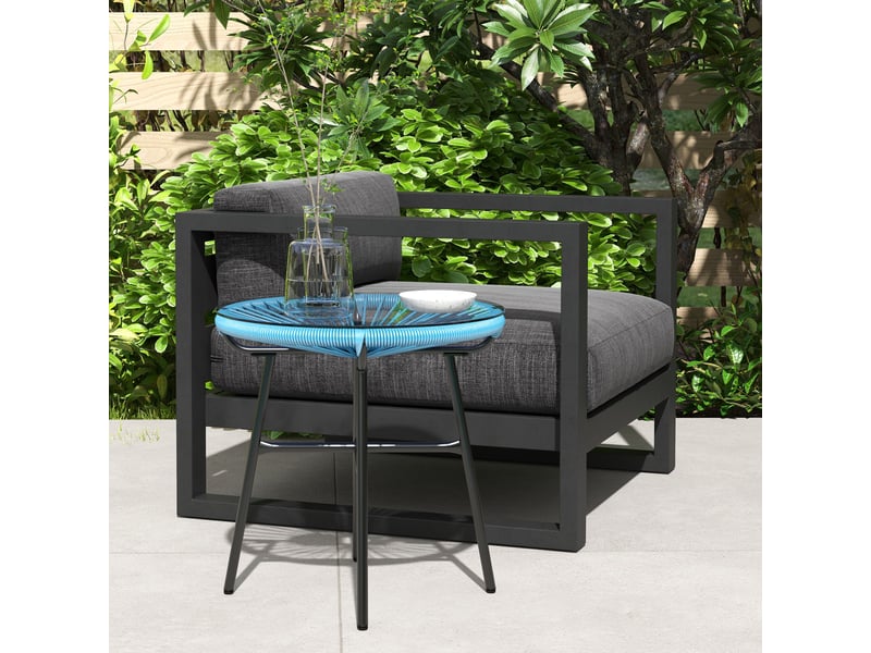  Table basse de jardin ronde métal bleu 50x50x50cm  - Conforama D
