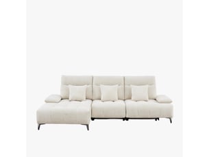 Canapé d'angle relax électrique en tissu matelassé beige - angle