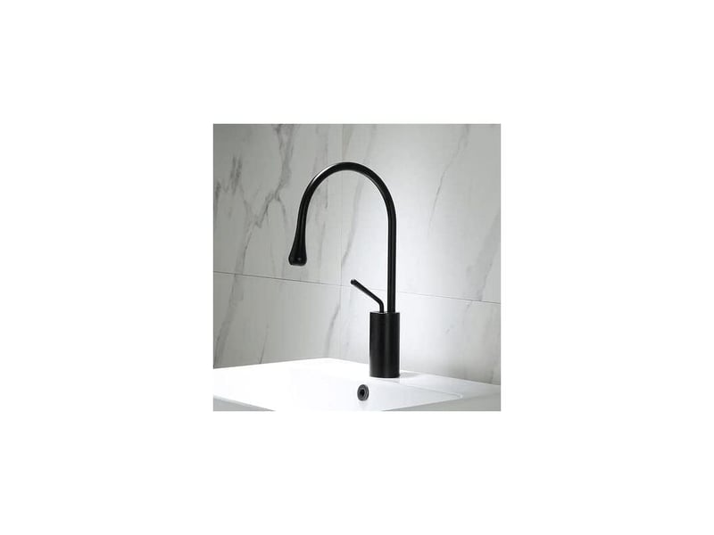  Robinet de salle de bain noir en laiton massif, mitigeur haut, robinet de lavabo de salle de bain à montage sur pont  - Conforama C