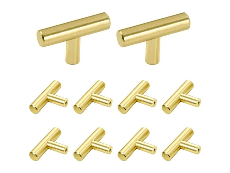  Lot 10 poignées t 50mm inox brossé, or pour armoires et tiroirs de cuisine – rw  - Conforama A
