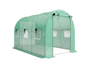 Serre en film - 3x2x2 m - vert - 2 portes à fermeture éclair - 6 fenêtres en filet - cadre en acier galvanisé