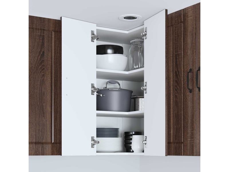  Meuble mural de cuisine, armoire d'angle cuisine lucca chêne brun 57x57x80cm  - Conforama D