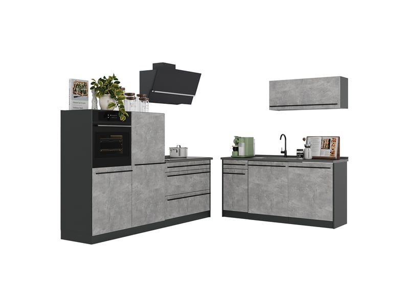  Vicco cuisine, bétonanthracite, 220cm sans plan de travail  - Conforama E