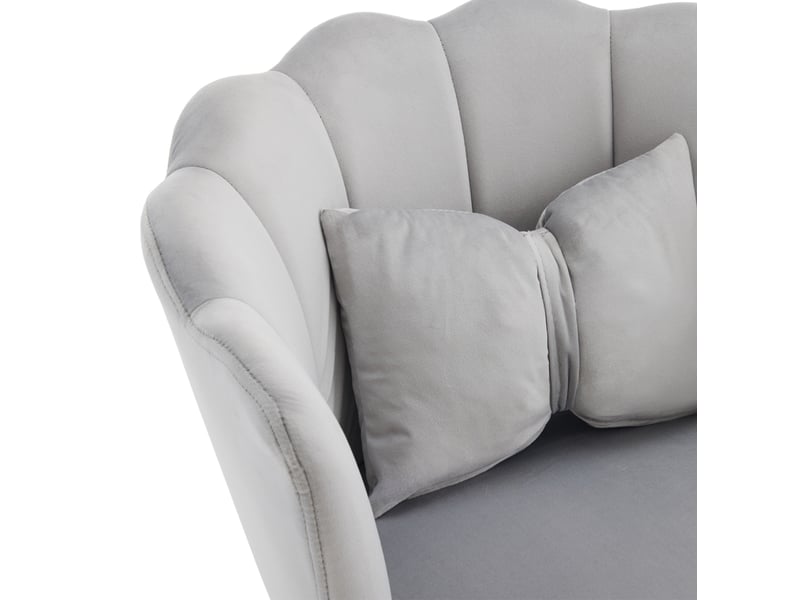  Fauteuils 58x63x77 cm lot de 2, dossier à pétales, pieds métal doré, coussins décoratifs, velours gris et confortable  - Conforama E