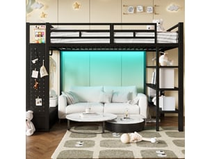 Lit mezzanine 140x200 cm <strong>OKWISH</strong> <strong></strong> coloris noir