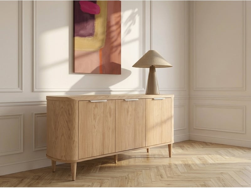  Bobochic buffet 3 portes 180 cm mazargues placage chêne massif marron clair MAZARGUES - Conforama C