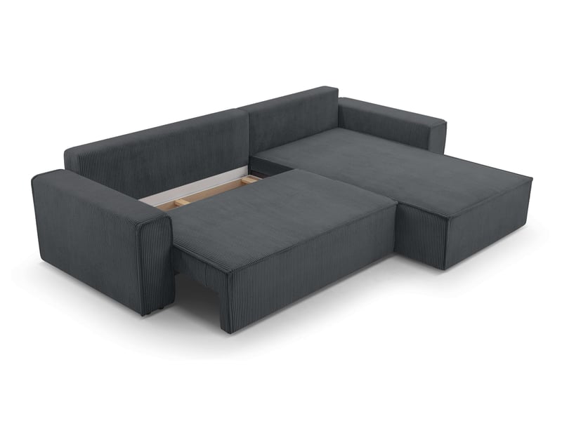 Canapé d’angle en velours côtelé gris foncé cedria – 287 cm CedriaMini - Conforama D