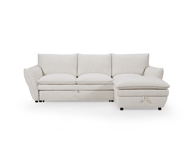  Canapé d'angle convertible avec coffre en tissu beige capucine - angle droit SF772-2M-BEI - Conforama A