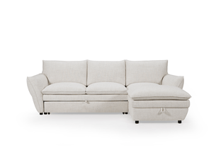 Canapé d'angle droit fixe DECO IN PARIS SF772-2M-BEI 5 places Tissu beige avec coffre de rangement