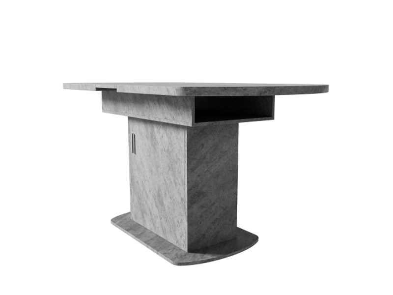  Table à manger extensible ovale 110130cm en panneau de particules avec rangements et poignée en argent,aspect béton,gris table noir - Conforama E