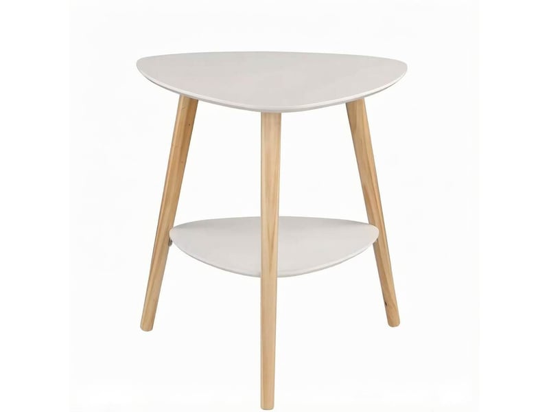  Bout de canapé 50x40x55 cm – blanc – 2 niveaux de rangement pratiques pour salon ou chambre  - Conforama A