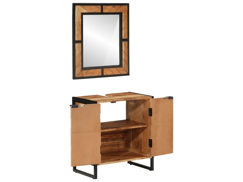  Ensemble de meubles salle de bain 2 pcs fer et bois d'acacia  - Conforama A