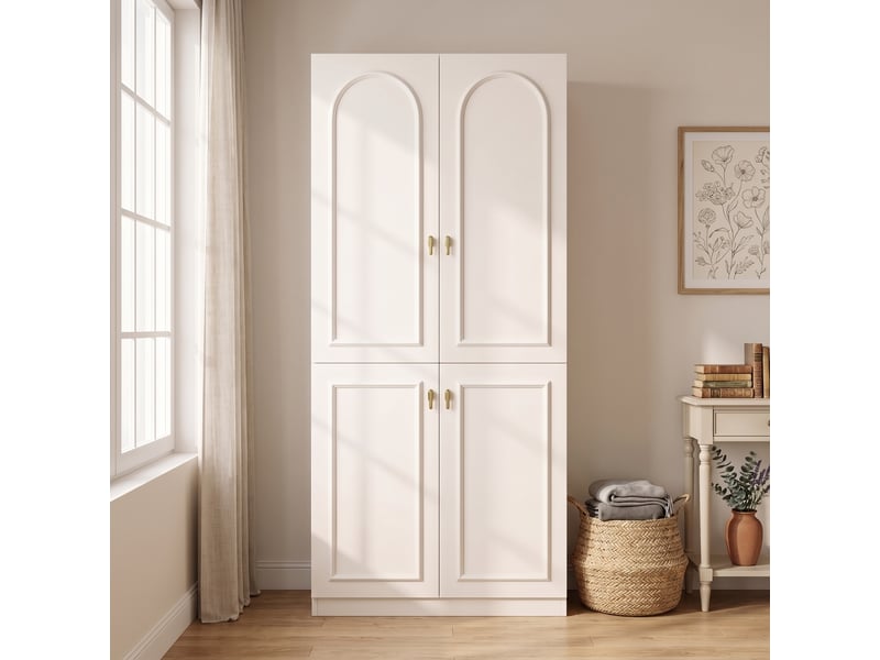 Armoire 90 x 48 x 200 cm avec 2 penderies et 3 compartiments, meuble haut multifonction à portes battantes, rangement moderne pour chambre ou chambre d’enfant - blanc OPULERANE TRADING LTD - Conforama B