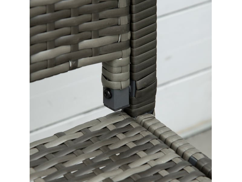 Banc de jardin 2 places 122x60x85 cm – gris – résine tressée, cadre en acier, charge 320 kg pour extérieur - Conforama E