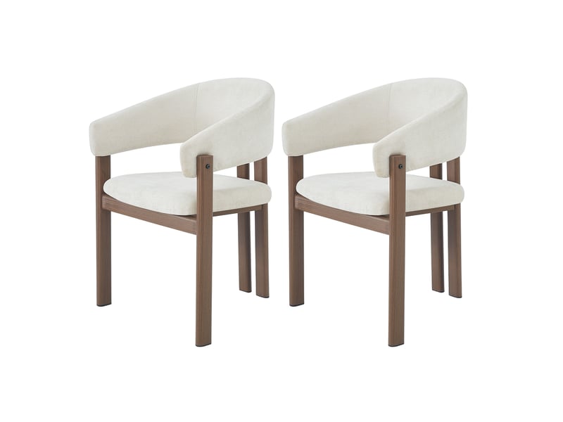 Lot de 2 chaises de salle à manger, métal effet bois, tissu lin, noyer, style moderne Jamama eleni - Conforama A
