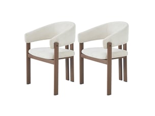 Lot de 2 chaises de salle à manger, métal effet bois, tissu lin, noyer, style moderne